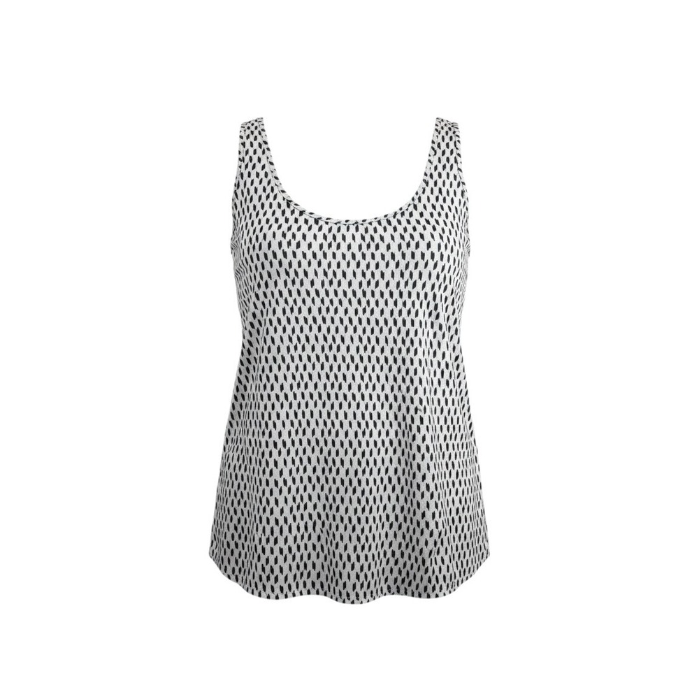 Faded Glory Tank Top Womens M 8-10 Black White Print Scoop Neck FGL16035PR